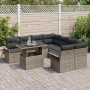 Juego de Sofá de Jardín de 9 Piezas con Cojines Gris Ratán Poli de , Sofás de exterior - Ref: Foro24-3348255, Precio: 605,15 ...