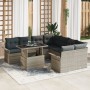 Juego de Sofá de Jardín de 9 Piezas con Cojines gris claro Poliratán de , Sofás de exterior - Ref: Foro24-3348258, Precio: 68...
