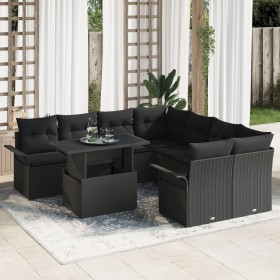 Conjunto de Sofá de Jardín de 9 Piezas con Cojines Negro Poliratán de , Sofás de exterior - Ref: Foro24-3348259, Precio: 631,...