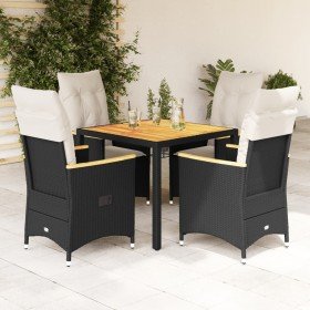 Set de muebles jardín 5 pzas con cojines ratán sintético negro en Conjuntos de jardín | Comprar online en Foru.es