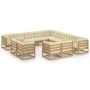 Set de muebles de jardín 13 pzs cojines madera pino marrón miel de vidaXL, Conjuntos de jardín - Ref: Foro24-3077017, Precio:...