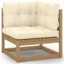 Set de muebles de jardín 13 pzs cojines madera pino marrón miel de vidaXL, Conjuntos de jardín - Ref: Foro24-3077017, Precio:...
