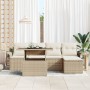 Conjunto de Sofás de Jardín de 6 Piezas con Cojines Beige Ratán Poli de , Sofás de exterior - Ref: Foro24-3348267, Precio: 42...