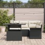 Conjunto de Sofás de Jardín de 5 Piezas con Cojines de Ratán Poliéster Negros de , Sofás de exterior - Ref: Foro24-3348273, P...