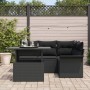 Conjunto de Sofás de Jardín de 5 Piezas con Cojines Negro de Ratán Poly de , Sofás de exterior - Ref: Foro24-3348279, Precio:...