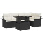 Conjunto de Sofá de Jardín de 6 Piezas con Cojines Negros de Poliratán de , Sofás de exterior - Ref: Foro24-3348283, Precio: ...