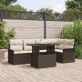 Set de Sofás de Jardín Set de 6 Marrón y Crema Poliratán, Poliéster de , Sofás de exterior - Ref: Foro24-3348284, Precio: 475...