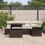 Set de Sofás de Jardín Set de 6 Marrón y Crema Poliratán, Poliéster de , Sofás de exterior - Ref: Foro24-3348284, Precio: 475...
