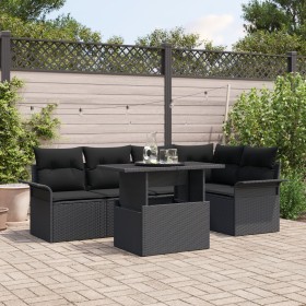 Conjunto de Sofá de Jardín de 6 Piezas con Almohadas Negro Poliratán de , Sofás de exterior - Ref: Foro24-3348289, Precio: 44...