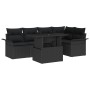 Conjunto de Sofá de Jardín de 6 Piezas con Almohadas Negro Poliratán de , Sofás de exterior - Ref: Foro24-3348289, Precio: 44...
