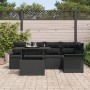 Conjunto de Sofá de Jardín de 6 Piezas con Almohadas Negro Poliratán de , Sofás de exterior - Ref: Foro24-3348289, Precio: 44...