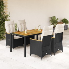Set de muebles jardín 5 pzas con cojines ratán sintético negro en Conjuntos de jardín | Comprar online en Foru.es