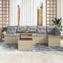 Conjunto de Sofá Jardín de 7 Piezas con Cojines Beige de Ratán Poliéster de , Sofás de exterior - Ref: Foro24-3348296, Precio...