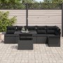 Juego de Sofá de Jardín de 7 Piezas con Cojines Negro Rattan de , Sofás de exterior - Ref: Foro24-3348299, Precio: 513,90 €, ...
