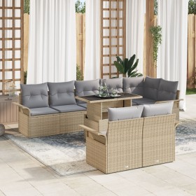 Juego de Sofás de Jardín de 9 Piezas con Cojines Beige de Ratán de , Sofás de exterior - Ref: Foro24-3348306, Precio: 682,27 ...