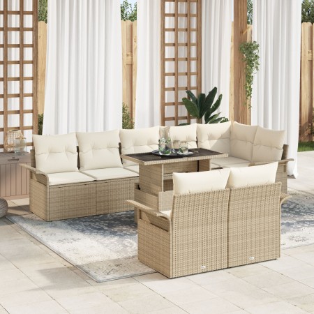 Conjunto de Sofá de Jardín de 9 Piezas con Cojines Beige de Rattan de , Sofás de exterior - Ref: Foro24-3348307, Precio: 693,...
