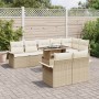 Conjunto de Sofá de Jardín de 9 Piezas con Cojines Beige de Rattan de , Sofás de exterior - Ref: Foro24-3348307, Precio: 693,...