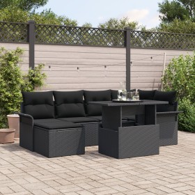 Conjunto de Sofá de Jardín de 7 Piezas con Cojines Negro Poliratán de , Sofás de exterior - Ref: Foro24-3348319, Precio: 492,...