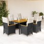Set de comedor de jardín 7 pzas y cojines ratán sintético negro en Conjuntos de jardín | Comprar online en Foru.es