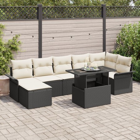 Conjunto de Sofá de Jardín de 8 Piezas con Cojines Negro Ratán Polietileno de , Sofás de exterior - Ref: Foro24-3348323, Prec...