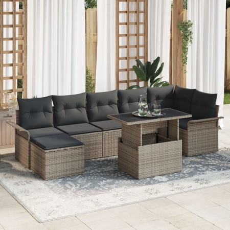 Juego de Sofá de Jardín de 8 Piezas con Cojines Ratán Gris de , Sofás de exterior - Ref: Foro24-3348325, Precio: 534,09 €, De...