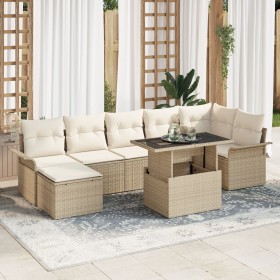Conjunto de Sofá de Jardín de 8 Piezas con Cojines Beige Poliratán de , Sofás de exterior - Ref: Foro24-3348327, Precio: 570,...