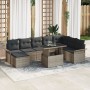 Juego de Sofá de Jardín de 9 Piezas con Cojines Gris Ratán Poliratán de , Sofás de exterior - Ref: Foro24-3348335, Precio: 59...