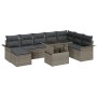 Juego de Sofá de Jardín de 9 Piezas con Cojines Gris Ratán Poliratán de , Sofás de exterior - Ref: Foro24-3348335, Precio: 59...