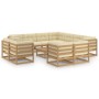 Set de muebles de jardín 12 pzs cojines madera pino marrón miel de vidaXL, Conjuntos de jardín - Ref: Foro24-3077002, Precio:...