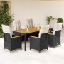 Set de comedor de jardín 7 pzas y cojines ratán sintético negro en Conjuntos de jardín | Comprar online en Foru.es