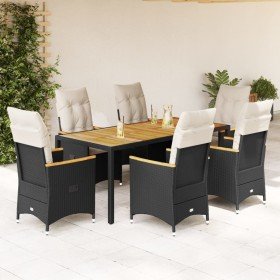 Set de comedor de jardín 7 pzas y cojines ratán sintético negro en Conjuntos de jardín | Comprar online en Foru.es