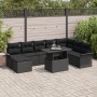Conjunto de Sofá de Jardín de 9 Piezas con Cojines de Ratán Polipropileno Negro de , Sofás de exterior - Ref: Foro24-3348339,...