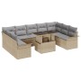 Conjunto de Sofá de Jardín de 10 Piezas con Cojines Beige de Poliratán de , Sofás de exterior - Ref: Foro24-3348346, Precio: ...