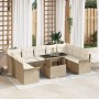 Juego de Sofás de Jardín de 10 Piezas con Cojines Beige de Ratán Poliríteno de , Sofás de exterior - Ref: Foro24-3348347, Pre...