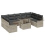 Conjunto de sofá de jardín de 10 piezas con cojines en ratán gris claro de , Sofás de exterior - Ref: Foro24-3348348, Precio:...