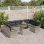 Conjunto de sofá de jardín de 10 piezas con cojines en ratán gris claro de , Sofás de exterior - Ref: Foro24-3348348, Precio:...