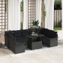 Juego de Sofás de Jardín de 10 Piezas con Cojines Negro Ratán Poliéster de , Sofás de exterior - Ref: Foro24-3348349, Precio:...