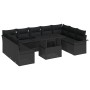 Juego de Sofás de Jardín de 10 Piezas con Cojines Negro Ratán Poliéster de , Sofás de exterior - Ref: Foro24-3348349, Precio:...