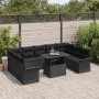 Juego de Sofás de Jardín de 10 Piezas con Cojines Negro Ratán Poliéster de , Sofás de exterior - Ref: Foro24-3348349, Precio:...