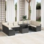 Juego de sofá de jardín de 11 piezas con cojines Negro Ratán Polimérico de , Sofás de exterior - Ref: Foro24-3348353, Precio:...