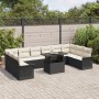 Juego de sofá de jardín de 11 piezas con cojines Negro Ratán Polimérico de , Sofás de exterior - Ref: Foro24-3348353, Precio:...