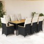 Set de comedor de jardín 9 pzas y cojines ratán sintético negro en Conjuntos de jardín | Comprar online en Foru.es
