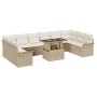 Juego de Sofá de Jardín de 11 Piezas con Cojines Beige Ratán Poliéster de , Sofás de exterior - Ref: Foro24-3348357, Precio: ...