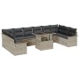 Conjunto de Sofá de Jardín de 11 Piezas con Cojines Gris Claro de Polirratán de , Sofás de exterior - Ref: Foro24-3348358, Pr...