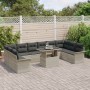 Conjunto de Sofá de Jardín de 11 Piezas con Cojines Gris Claro de Polirratán de , Sofás de exterior - Ref: Foro24-3348358, Pr...