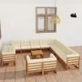 Set de muebles de jardín 14 pzs cojines madera pino marrón miel de vidaXL, Conjuntos de jardín - Ref: Foro24-3077022, Precio:...