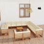 Set de muebles de jardín 14 pzs cojines madera pino marrón miel de vidaXL, Conjuntos de jardín - Ref: Foro24-3077022, Precio:...