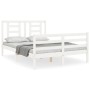 Estructura de cama con cabecero madera maciza blanco 140x200 cm de vidaXL, Camas y somieres - Ref: Foro24-3194702, Precio: 13...