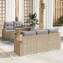 Conjunto de Sofás de Jardín de 6 piezas con Cojines Beige Ratán Sintético de , Sofás de exterior - Ref: Foro24-3348556, Preci...