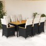 Set de comedor de jardín 9 pzas y cojines ratán sintético negro en Conjuntos de jardín | Comprar online en Foru.es